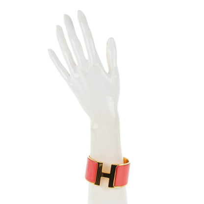 Hermes Enamel Extra Wide Clic Clac H Bracelet GM Rouge Corail 2 of 5