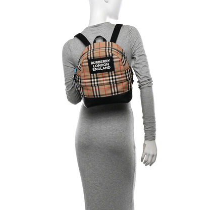Burberry House Check Canvas Calfskin Small Nico Backpack Archive Beige 2 of 10