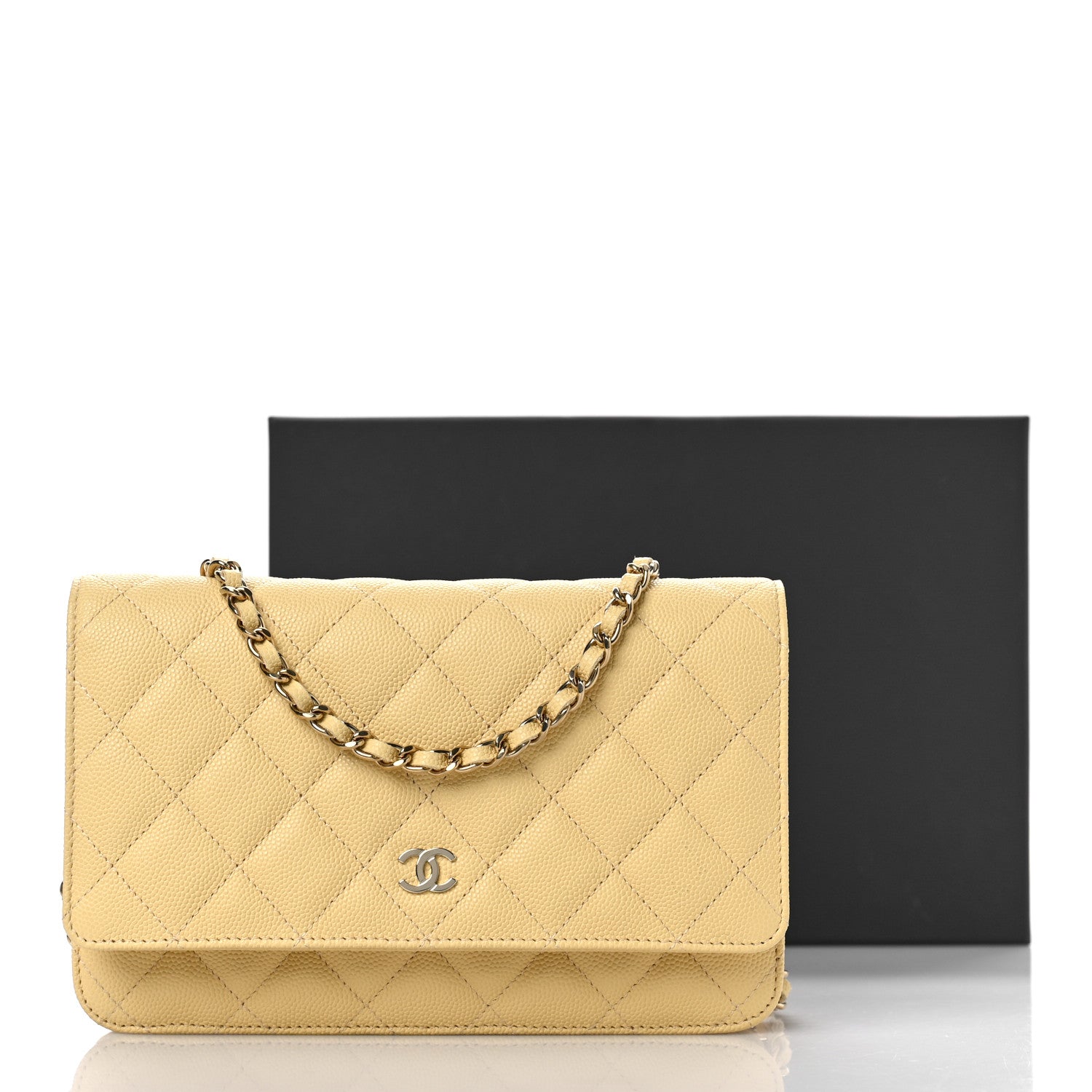 Chanel Caviar Quilted Wallet on Chain WOC Yellow 10 of 10