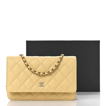 Chanel Caviar Quilted Wallet on Chain WOC Yellow 10 of 10