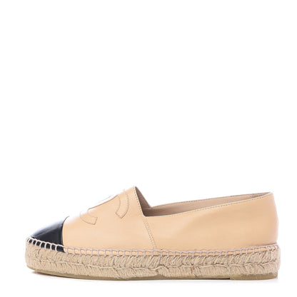 Chanel Lambskin CC Espadrilles 39 Beige Black 1 of 10