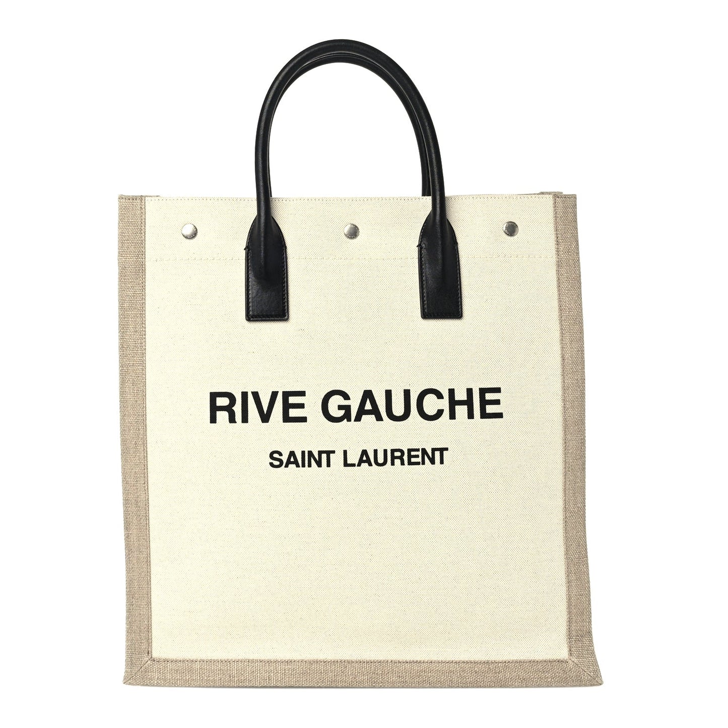 Linen Calfskin Rive Gauche North South Tote Optic White
