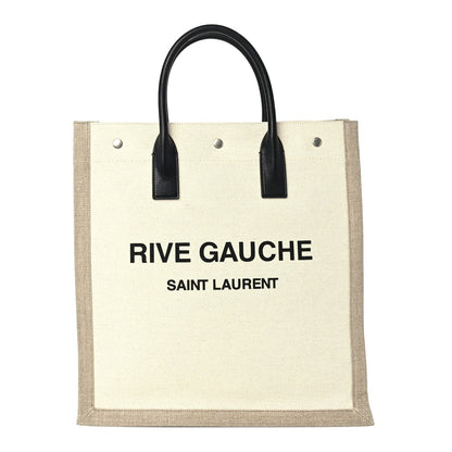Saint Laurent Linen Calfskin Rive Gauche North South Tote Optic White 1 of 8