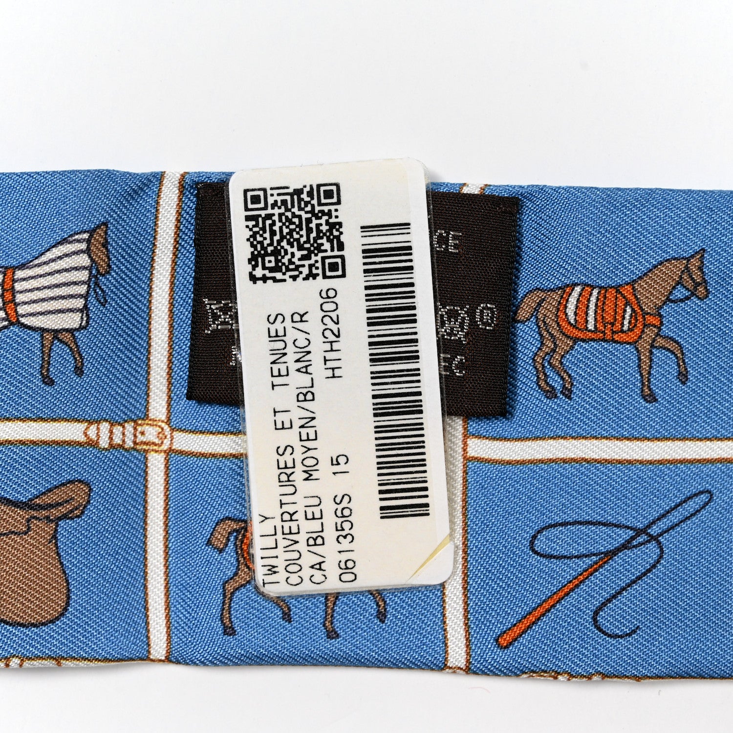 Hermes Silk Couvertures Et Tenues Twilly Bleu Moyen Blanc 3 of 4