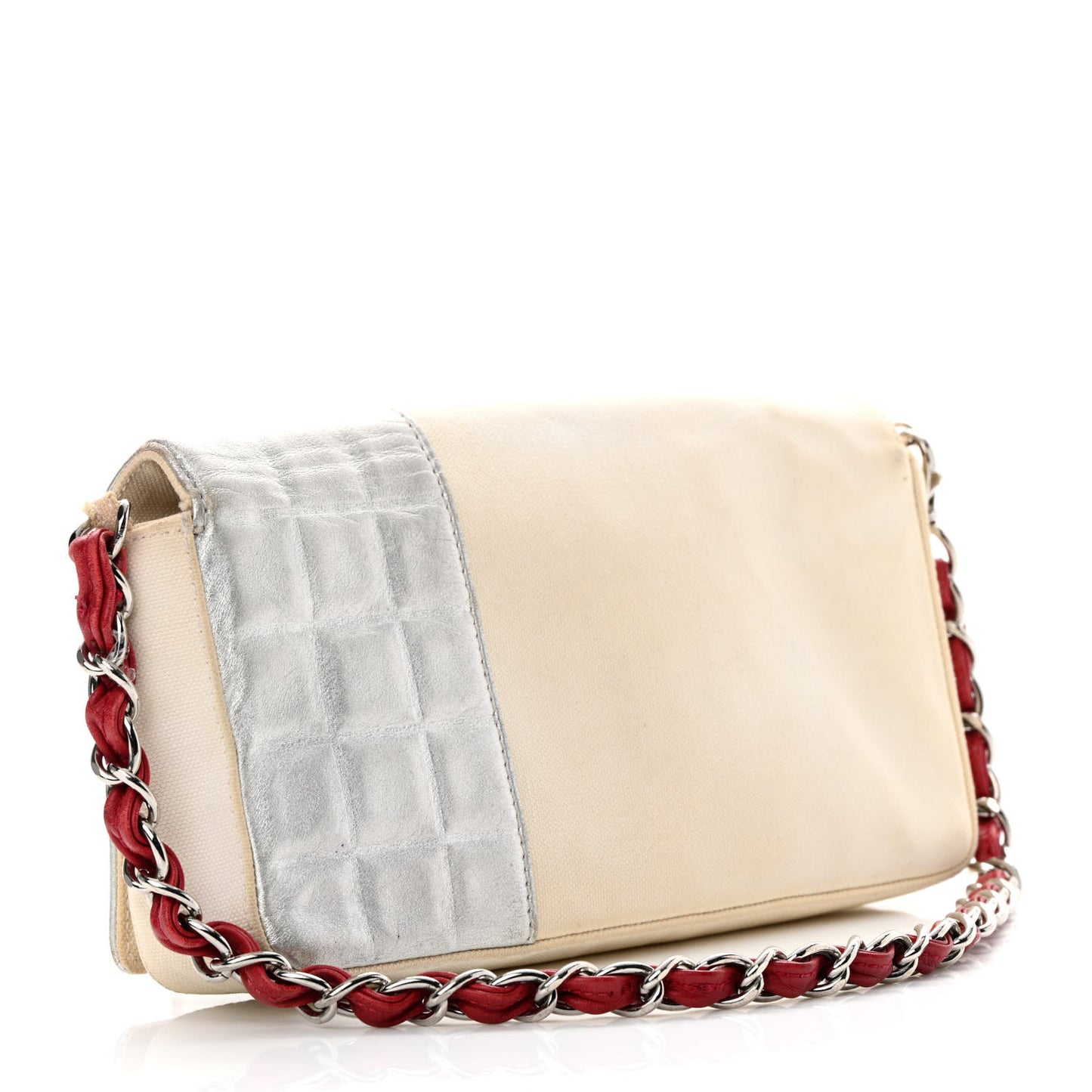 Canvas Metallic Lambskin Chocolate Bar N°5 Bag White