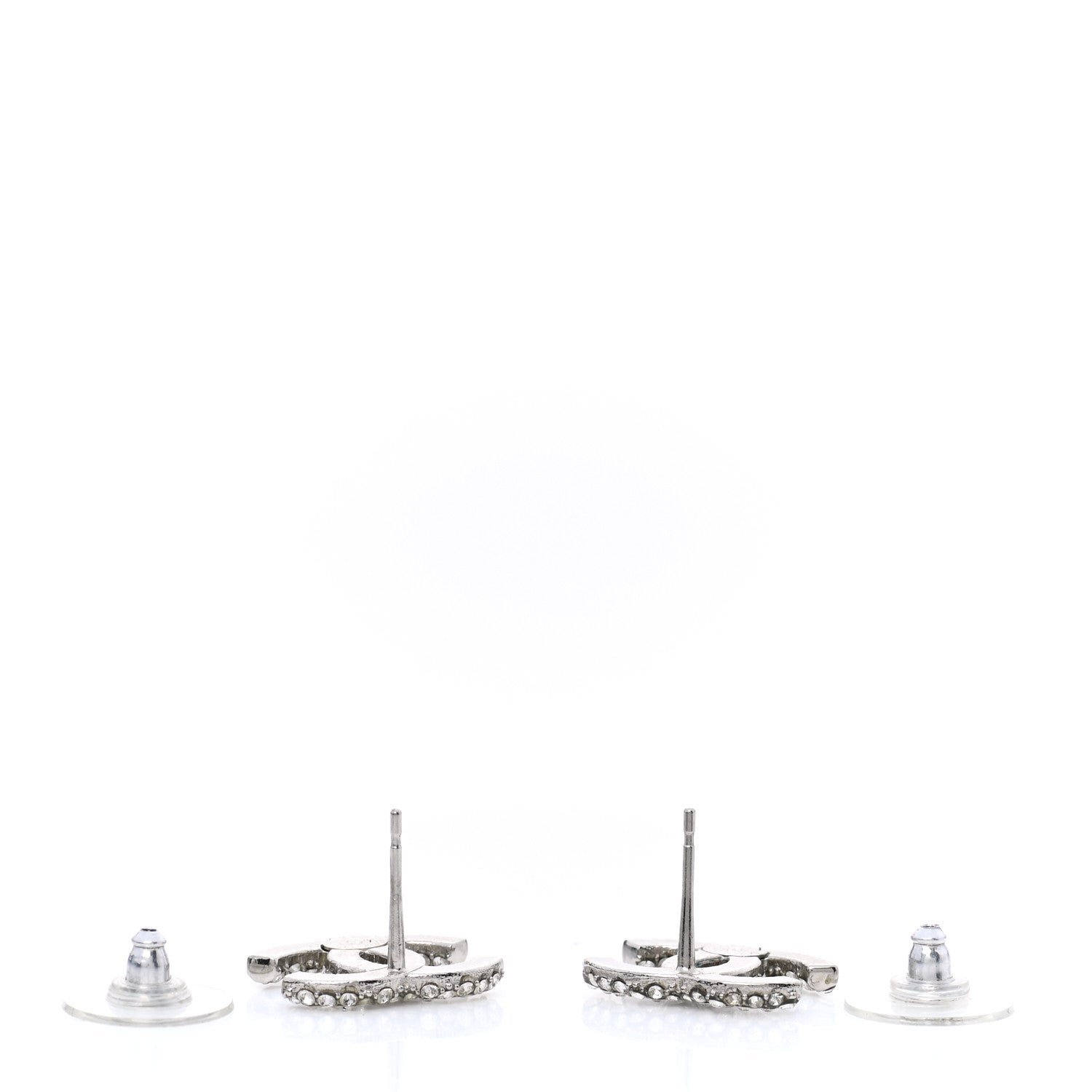 Chanel Crystal Mini CC Earrings Silver 3 of 5