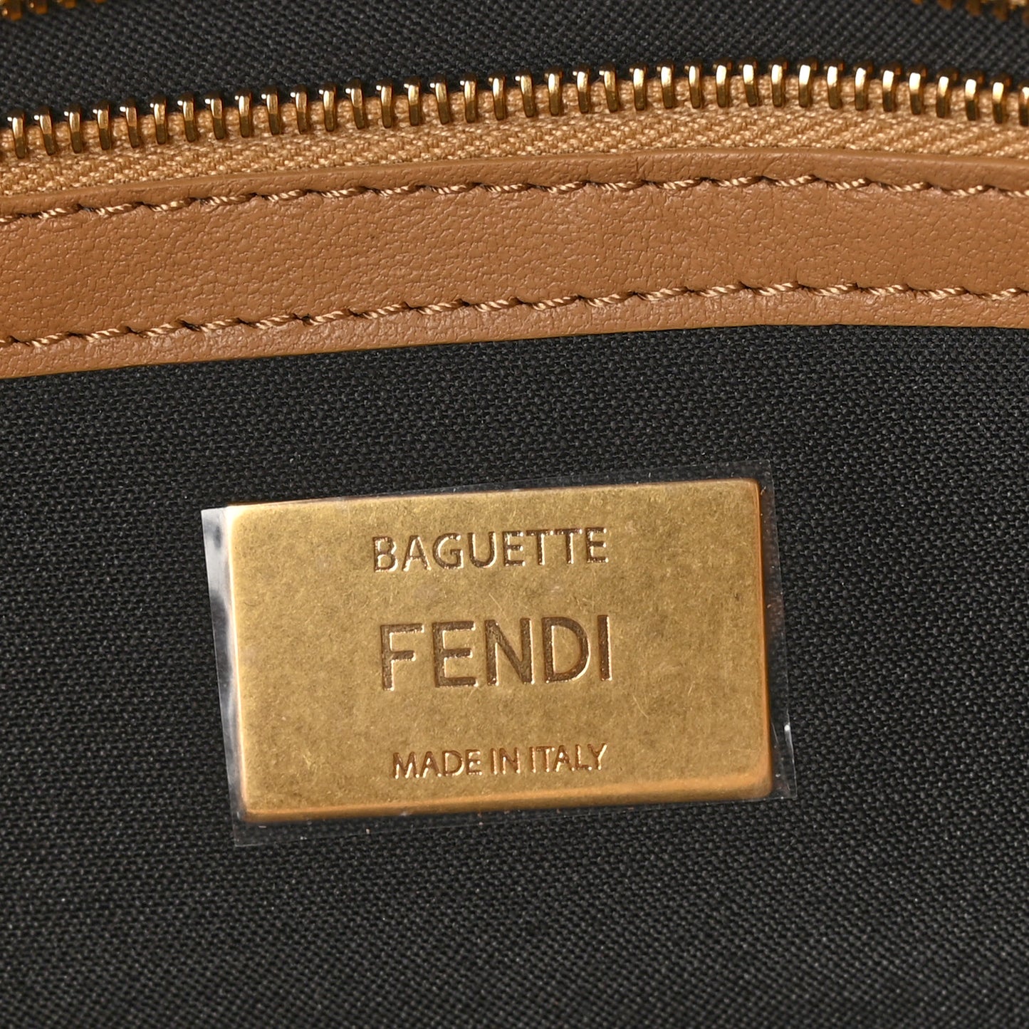 Nappa FF 1974 Embossed Baguette Miele Scuro