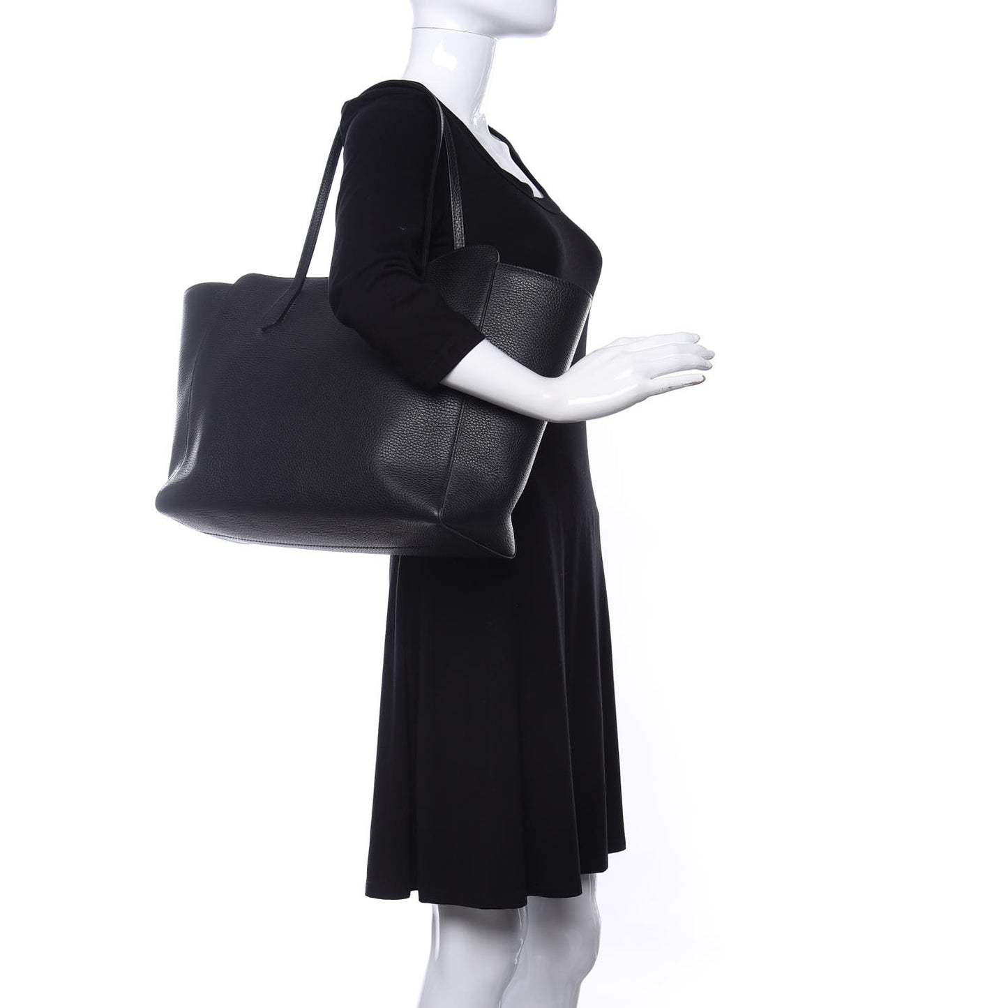 Pebbled Calfskin Medium Swing Tote Black