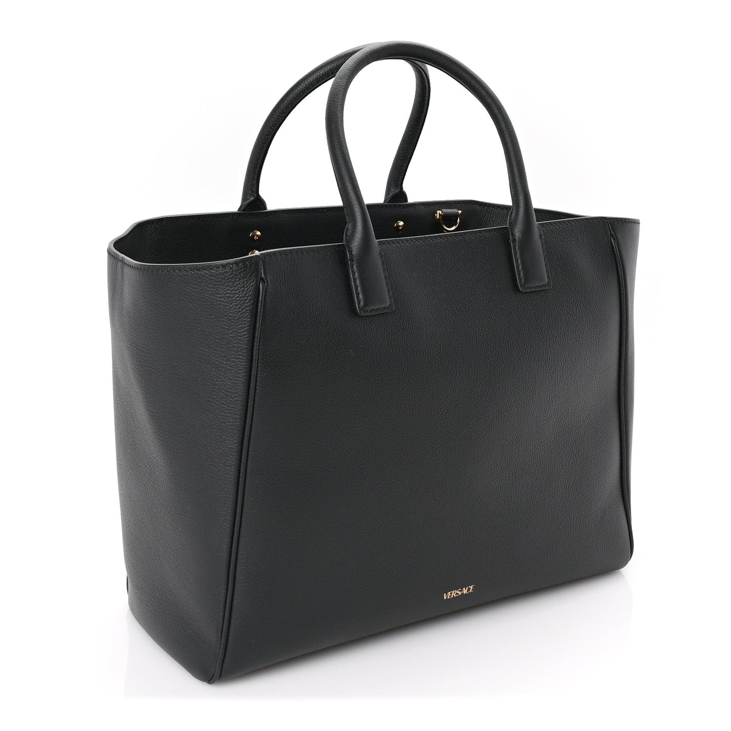 Grained Calfskin Small La Medusa Tote Bag  Black