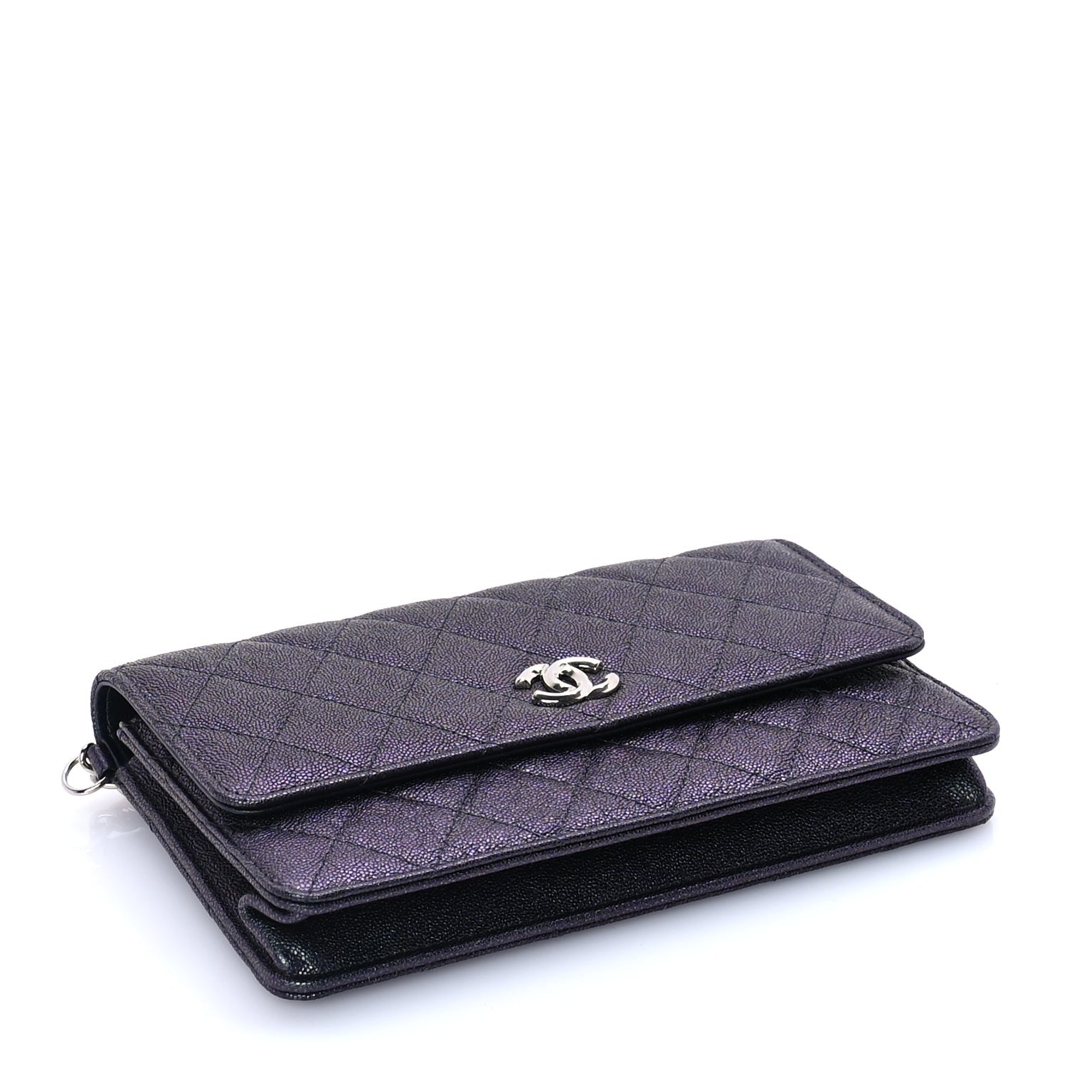 Chanel Iridescent Caviar Quilted Classic Pouch Clutch  Black 3 of 8