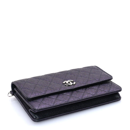 Chanel Iridescent Caviar Quilted Classic Pouch Clutch  Black 3 of 8
