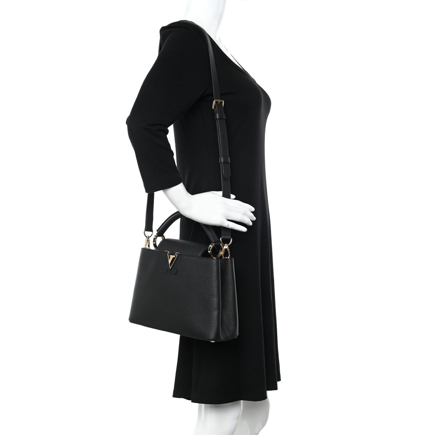 Louis Vuitton Taurillon Capucines BB Black 2 of 9