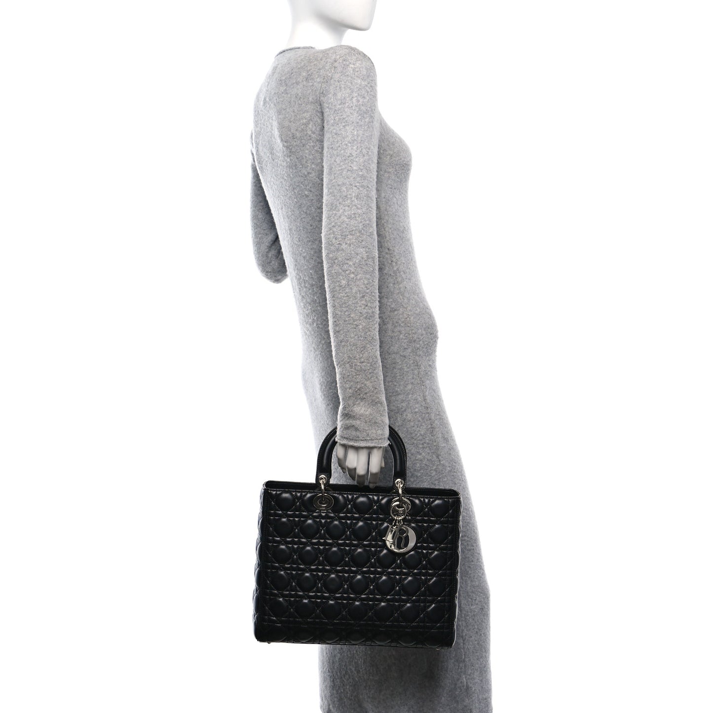 Lambskin Cannage Large Lady Dior Black