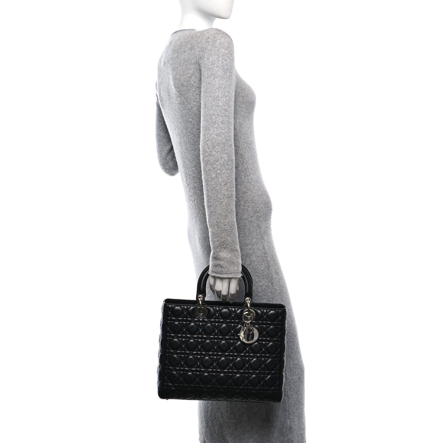 Christian Dior Lambskin Cannage Large Lady Dior Black 3 of 10