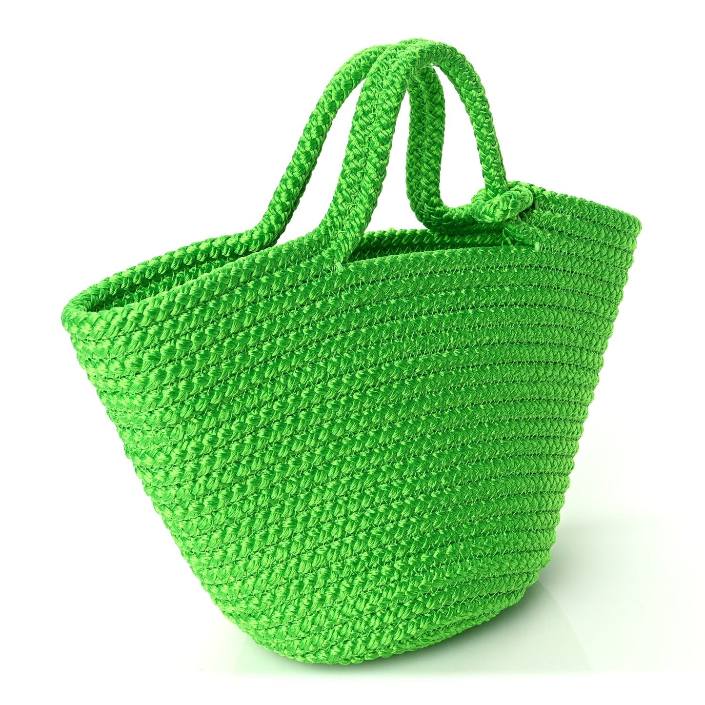 Nylon Lambskin Woven Small Ibiza Basket With Strap Green