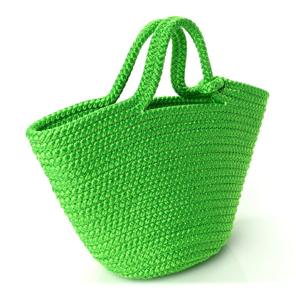 Balenciaga Nylon Lambskin Woven Small Ibiza Basket With Strap Green 2 of 8