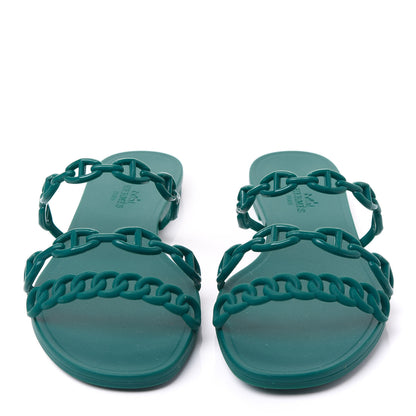 Hermes TPU Rivage Sandals 37 Vert d'Ete 3 of 9
