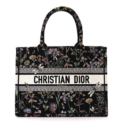 Christian Dior Canvas Embroidered Medium Herbarium Book Tote Black Multicolor 1 of 10