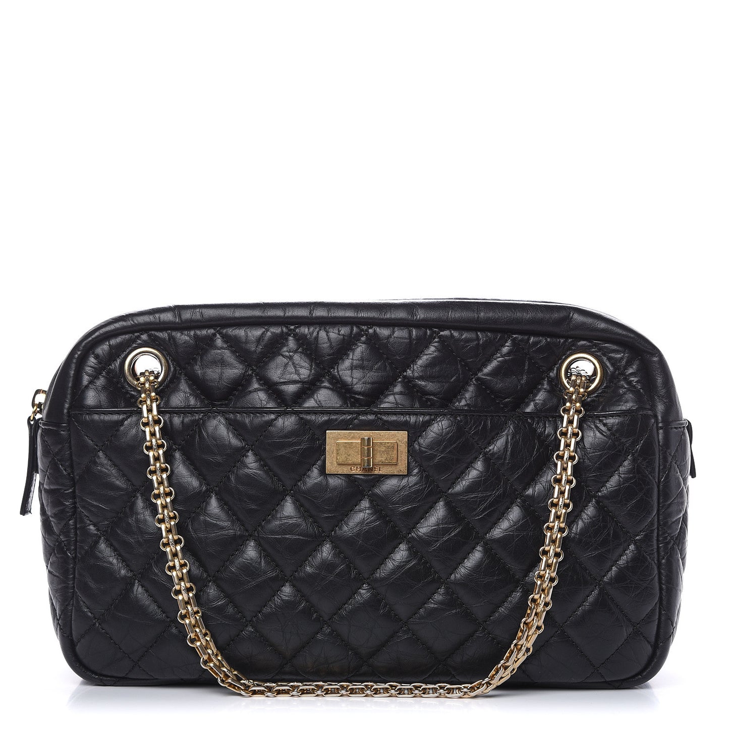 Aged Calfskin Quilted Medium Reissue Camera Case Black