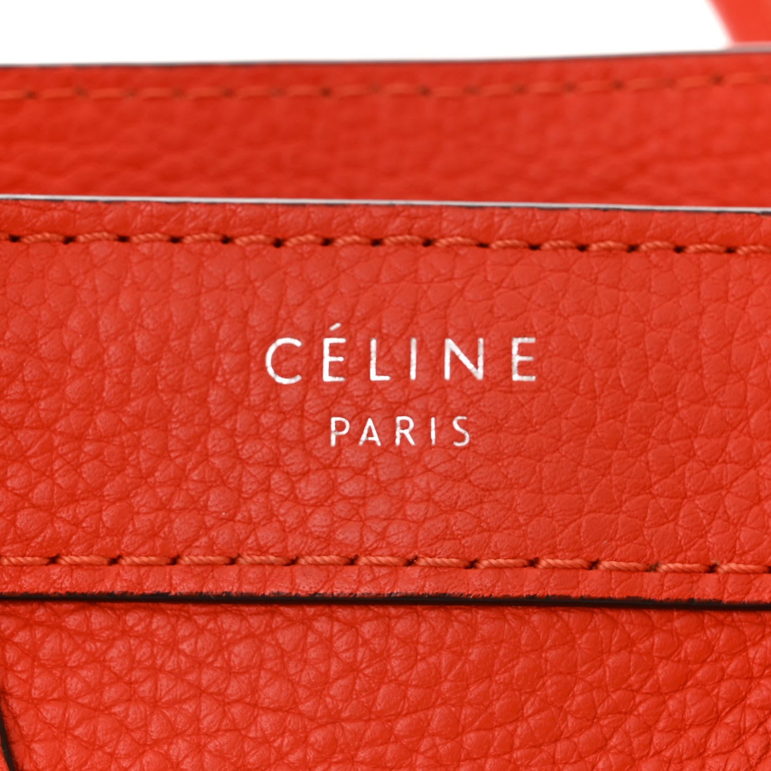 Celine Drummed Calfskin Nano Luggage Vermillion 6 of 11