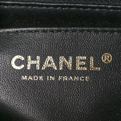 Chanel Lambskin Pearl Crystal Quilted Mini CC Lion Charm Top Handle Rectangular Flap Black 6 of 13