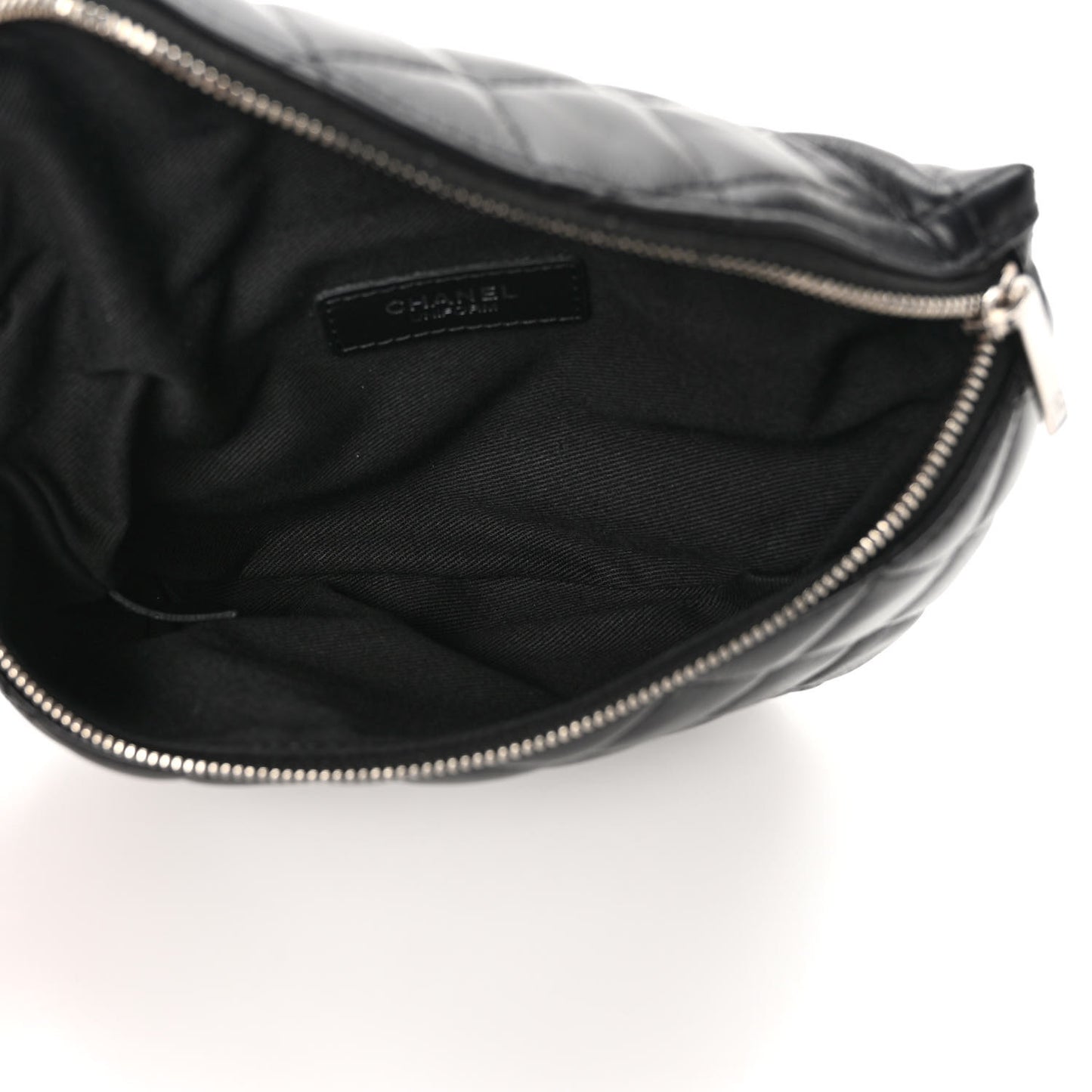 Calfskin Quilted Waist Belt Bag Black