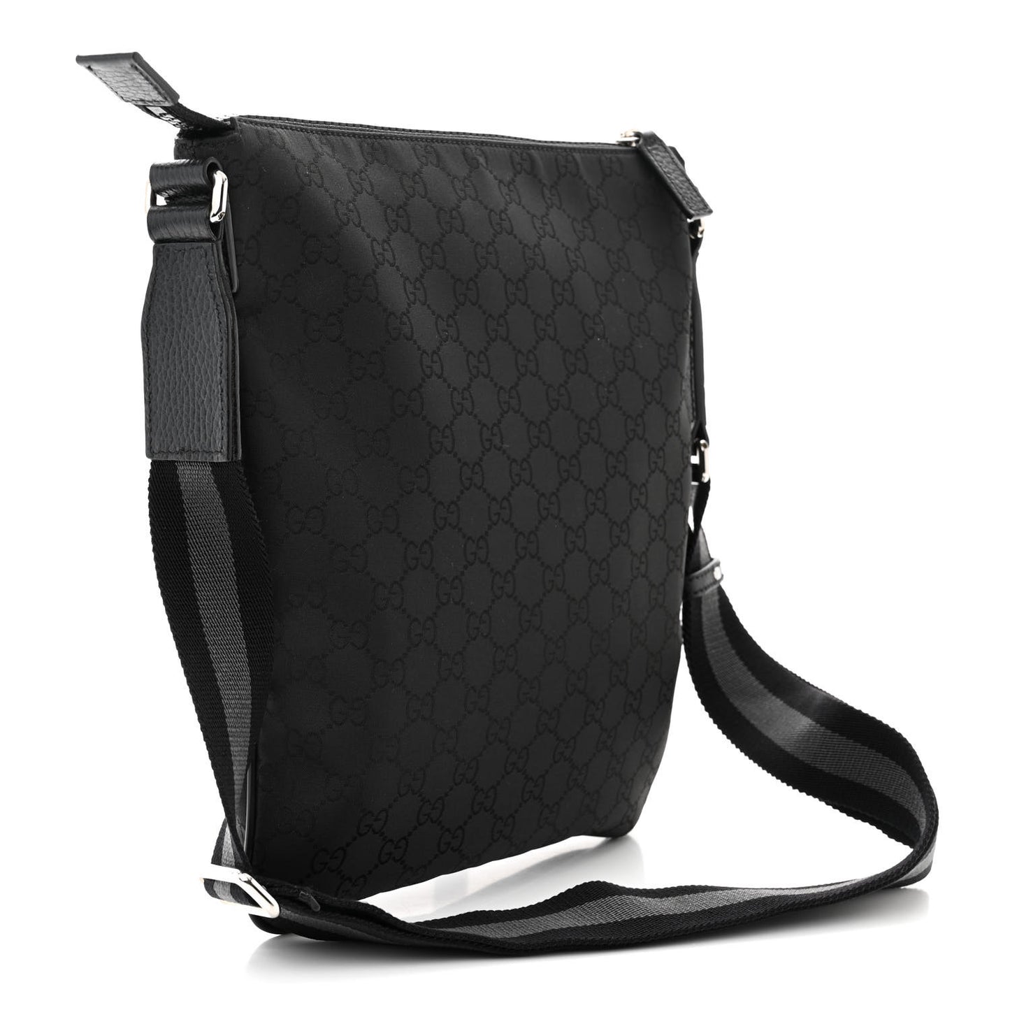 Nylon Monogram Small Flat Messenger Bag Black