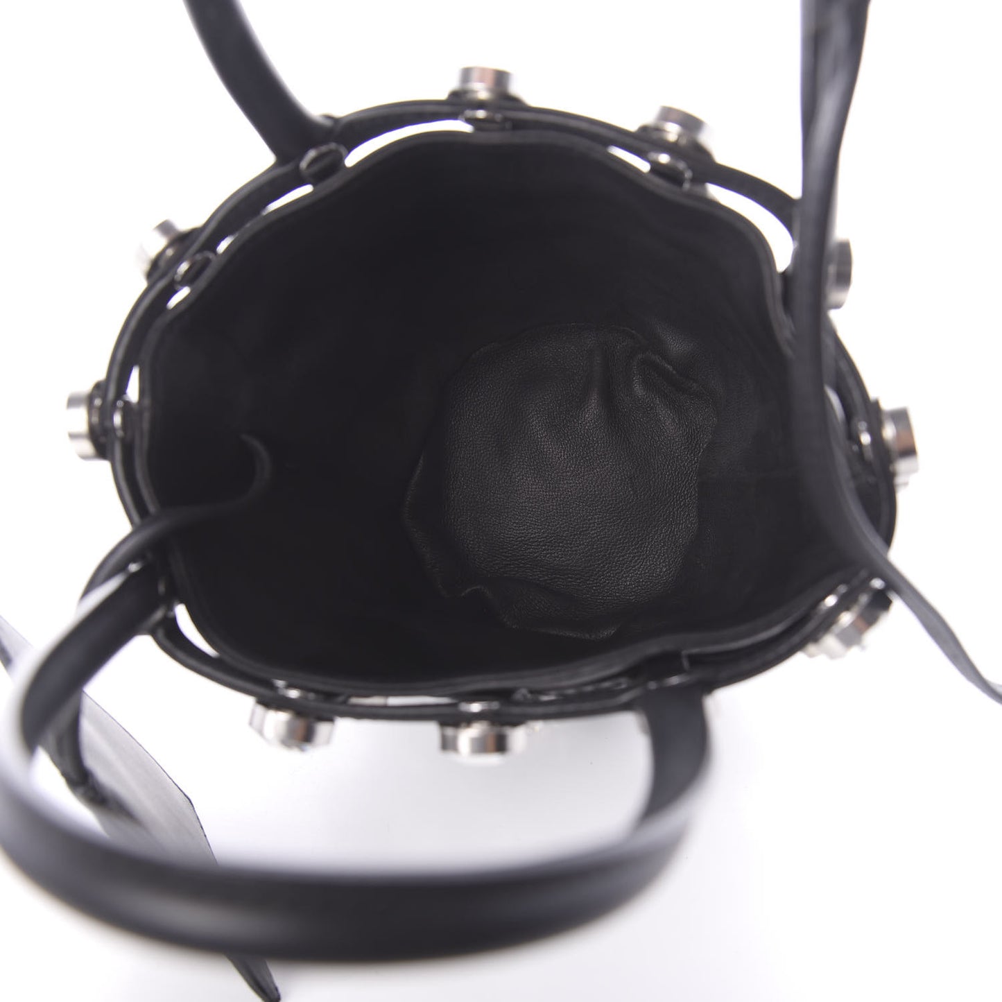 Calfskin Crystal Embellished Roxy Mini Bucket Bag Black