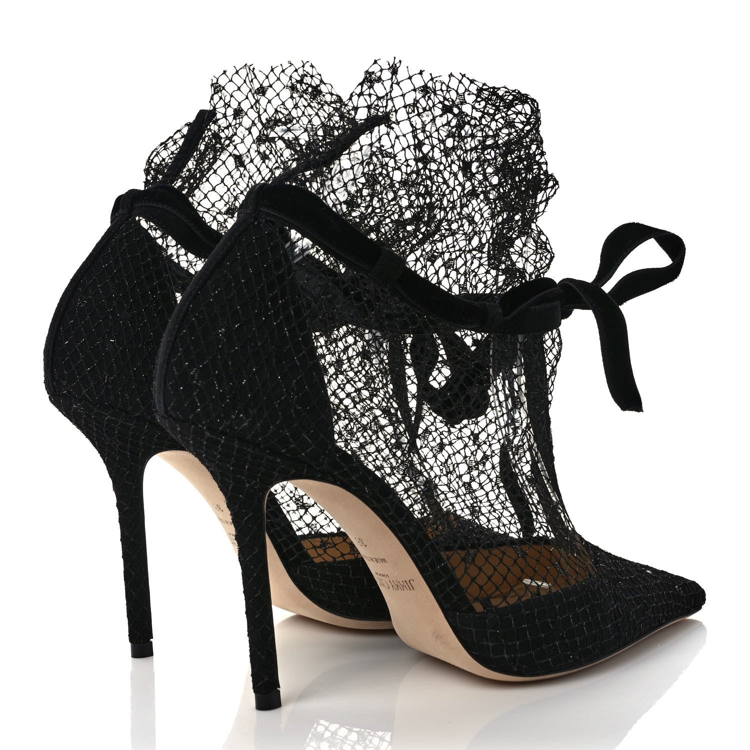 Jimmy Choo Suede Polka Dot Net Fira 100 Pumps 38 Black 4 of 6