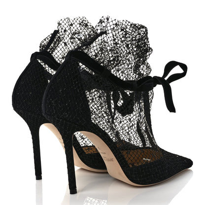 Jimmy Choo Suede Polka Dot Net Fira 100 Pumps 38 Black 4 of 6