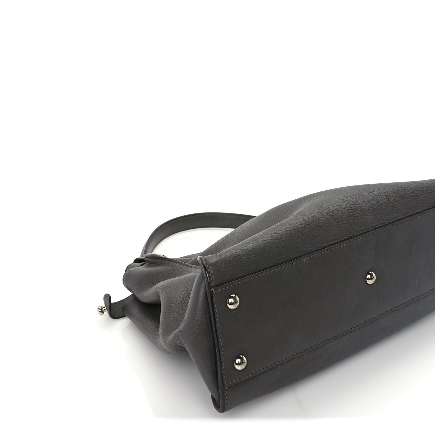 Vitello Seta Shiny Nappa Medium Peekaboo Iconic Satchel  Carbone Grigio Polvere