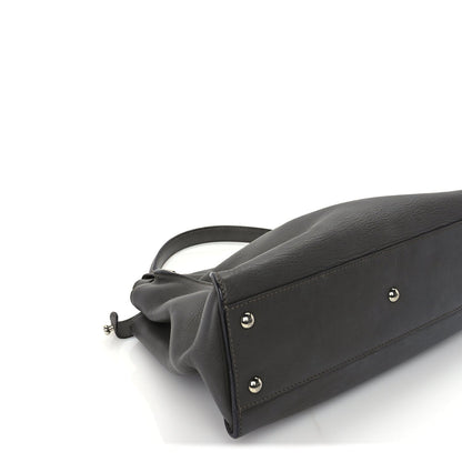 Fendi Vitello Seta Shiny Nappa Medium Peekaboo Iconic Satchel  Carbone Grigio Polvere 7 of 8