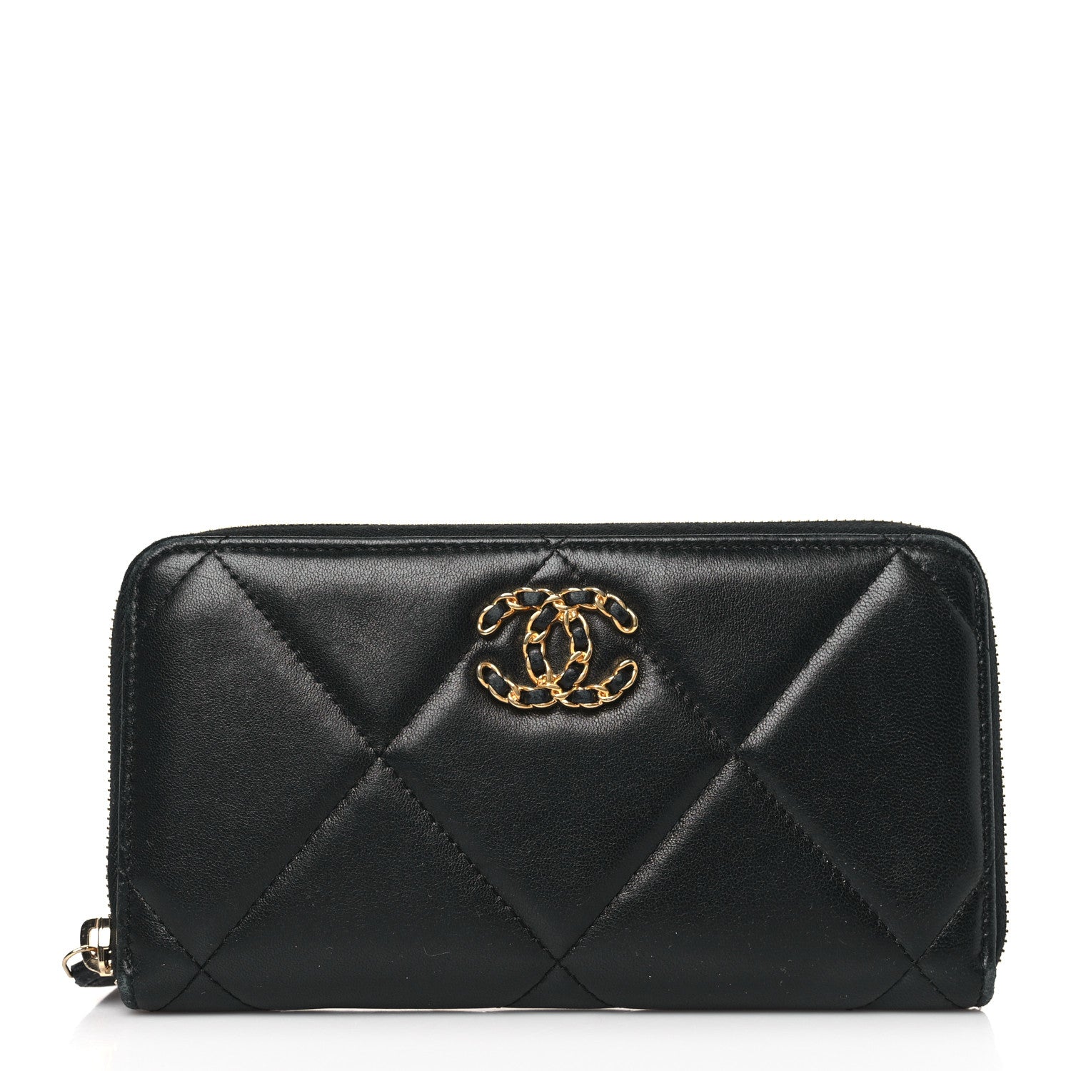 Chanel Lambskin Quilted 19 Long Zipped Around Wallet Black 1 of 10