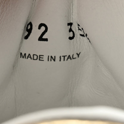 Prada Vitello Metallic Calfskin Metal Triangle Logo Womens Downtown Low Top 30mm Sneakers 35.5 White Platino 7 of 11