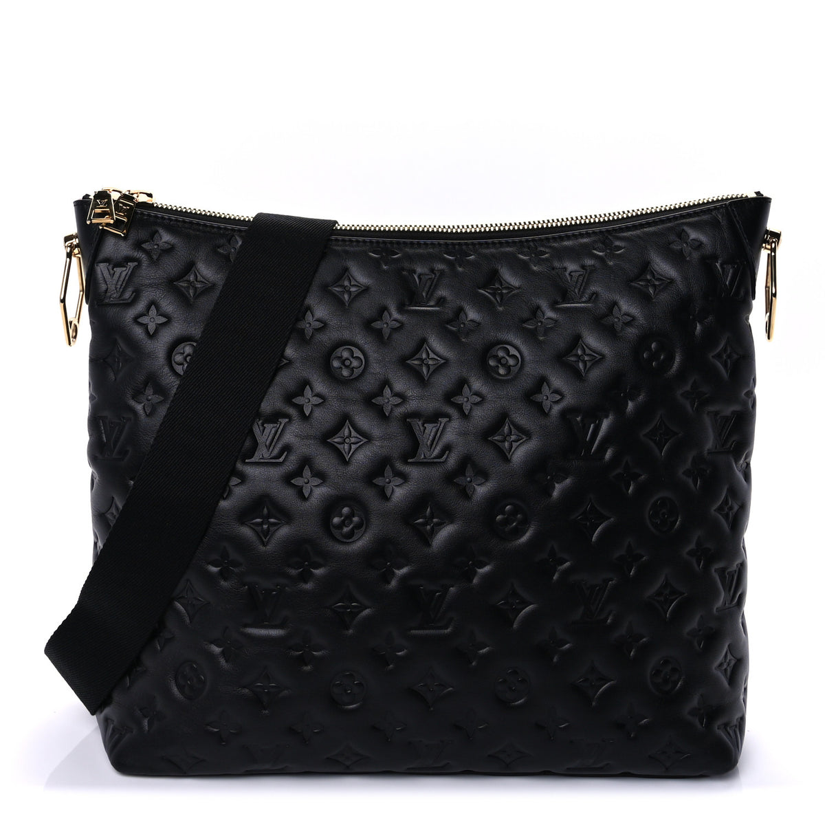 Louis Vuitton Lambskin Embossed Monogram Coussin Hobo MM Black 1 of 9