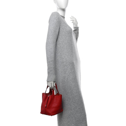 Hermes Taurillon Clemence Picotin Lock 18 PM Rouge Casaque 2 of 7