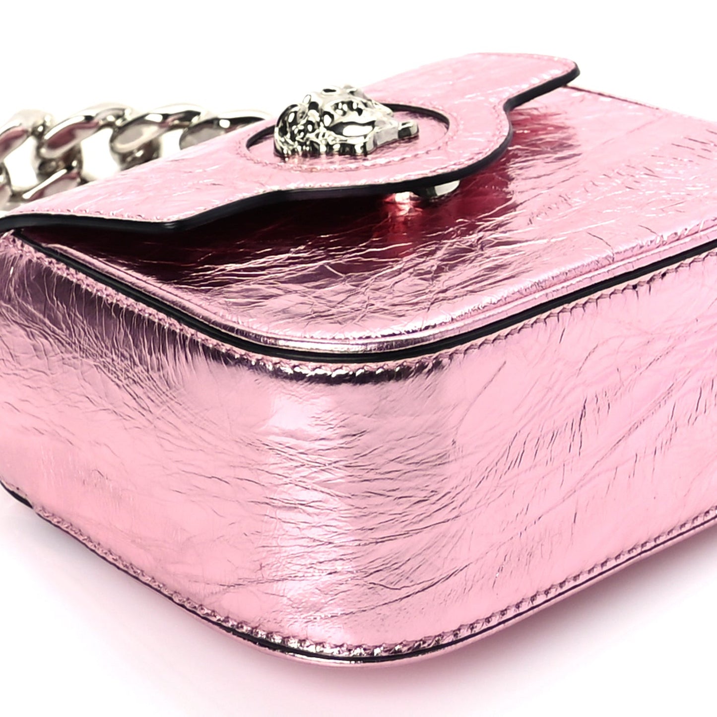Metallic Crackled Lambskin Mini La Medusa Bag Pink