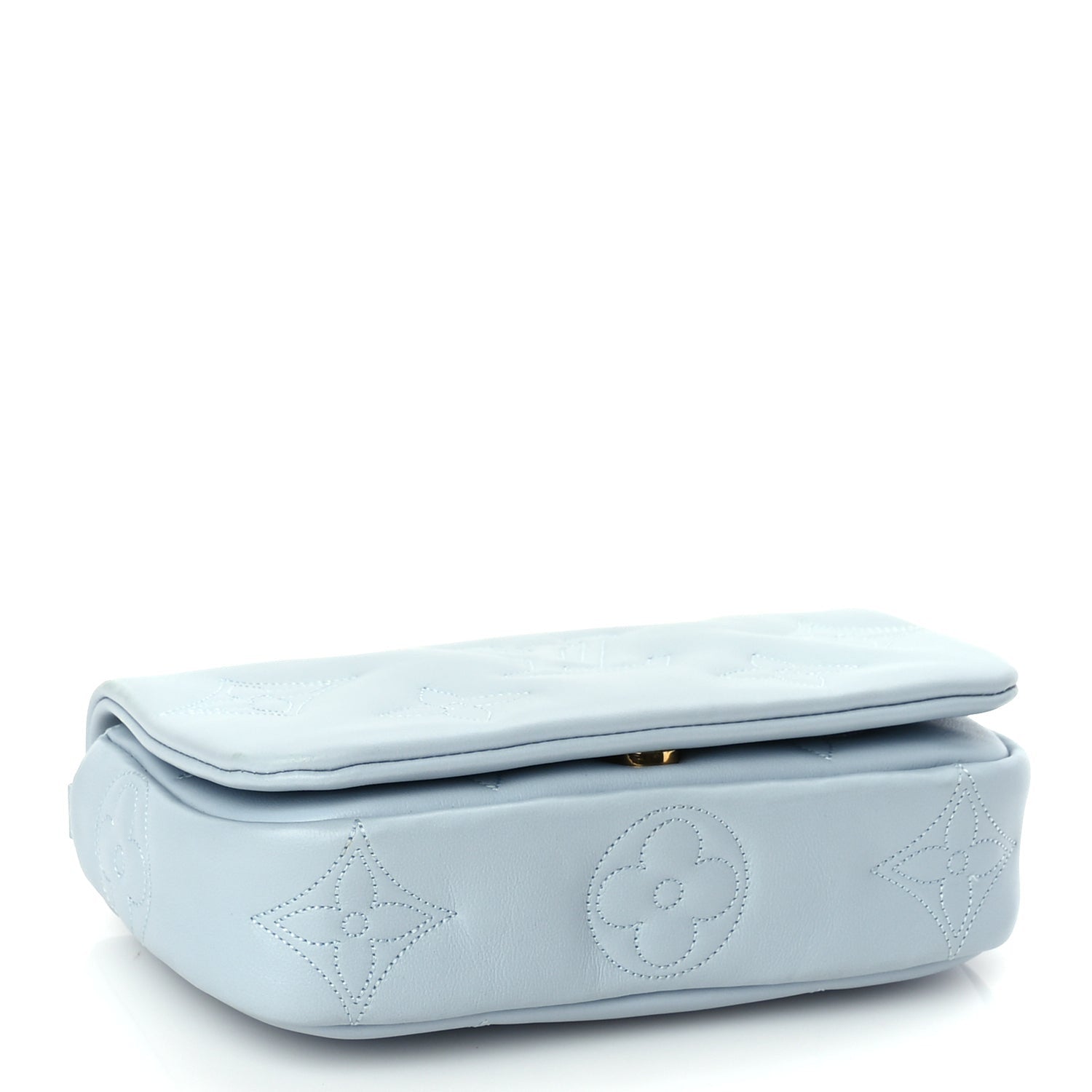 Louis Vuitton Calfskin Bubblegram Wallet On Strap Ice Blue 3 of 8