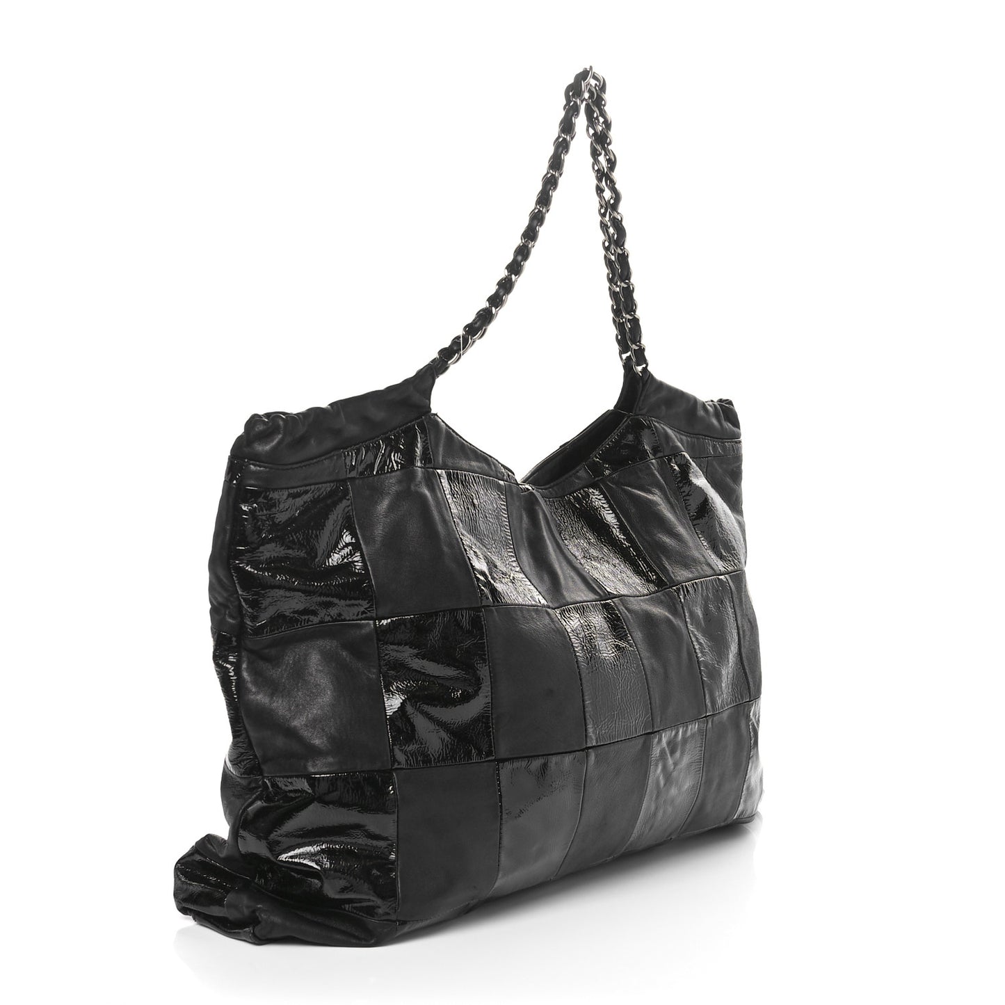 Patent Patchwork Large Brooklyn Tote Black