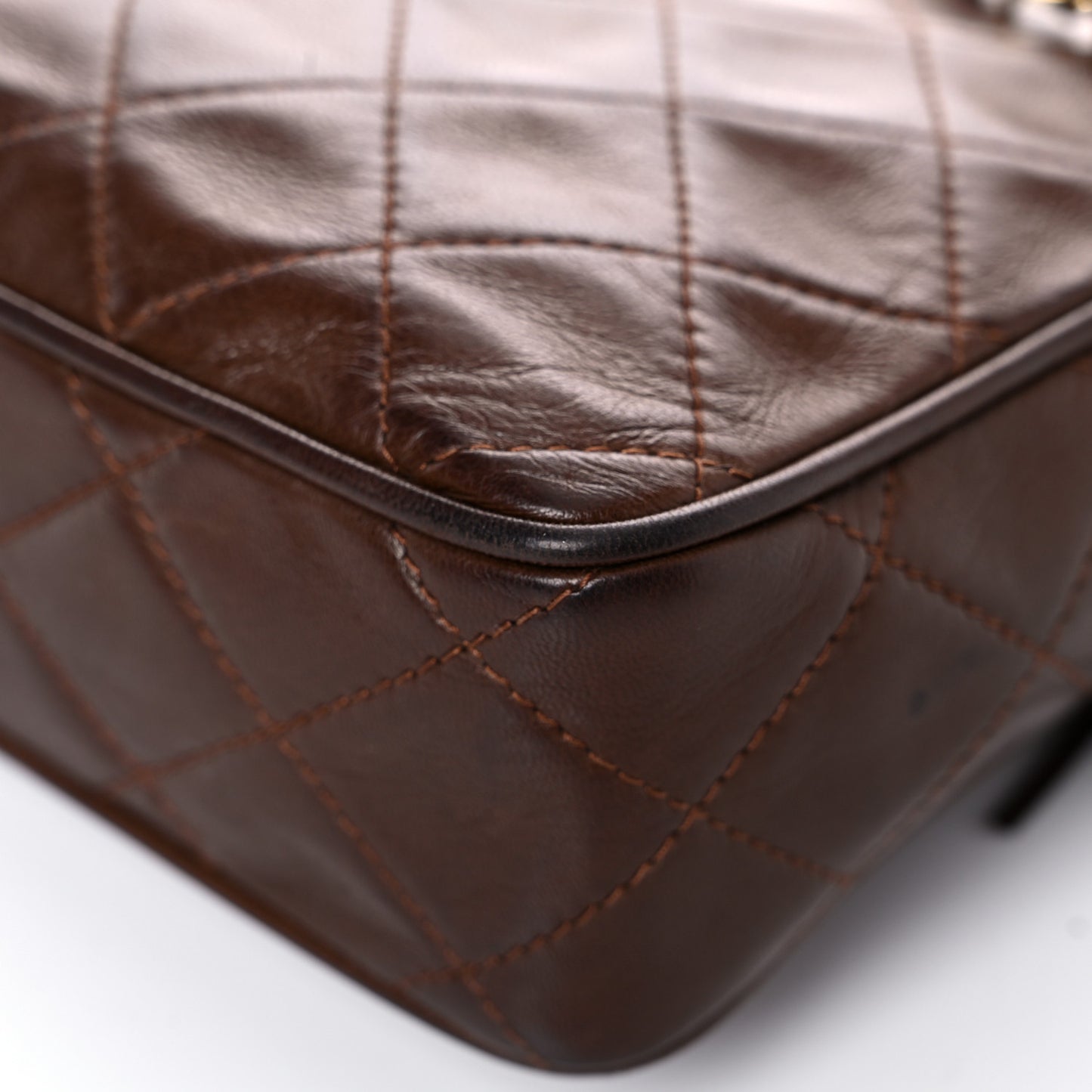 Lambskin Tassel Camera Case Brown