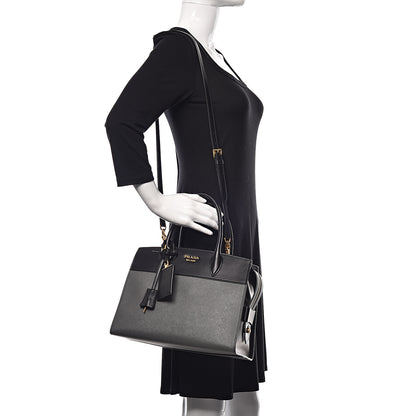 Prada Saffiano City Calf Medium Esplanade Tote Mercurio Black 2 of 11