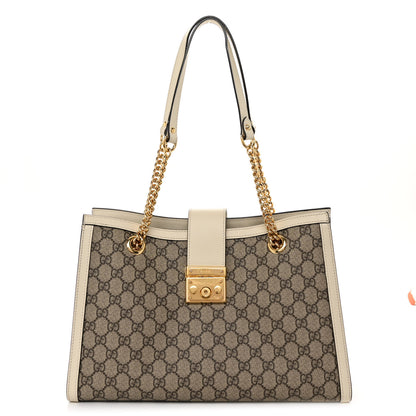 Gucci GG Supreme Monogram Medium Padlock Tote White 1 of 10