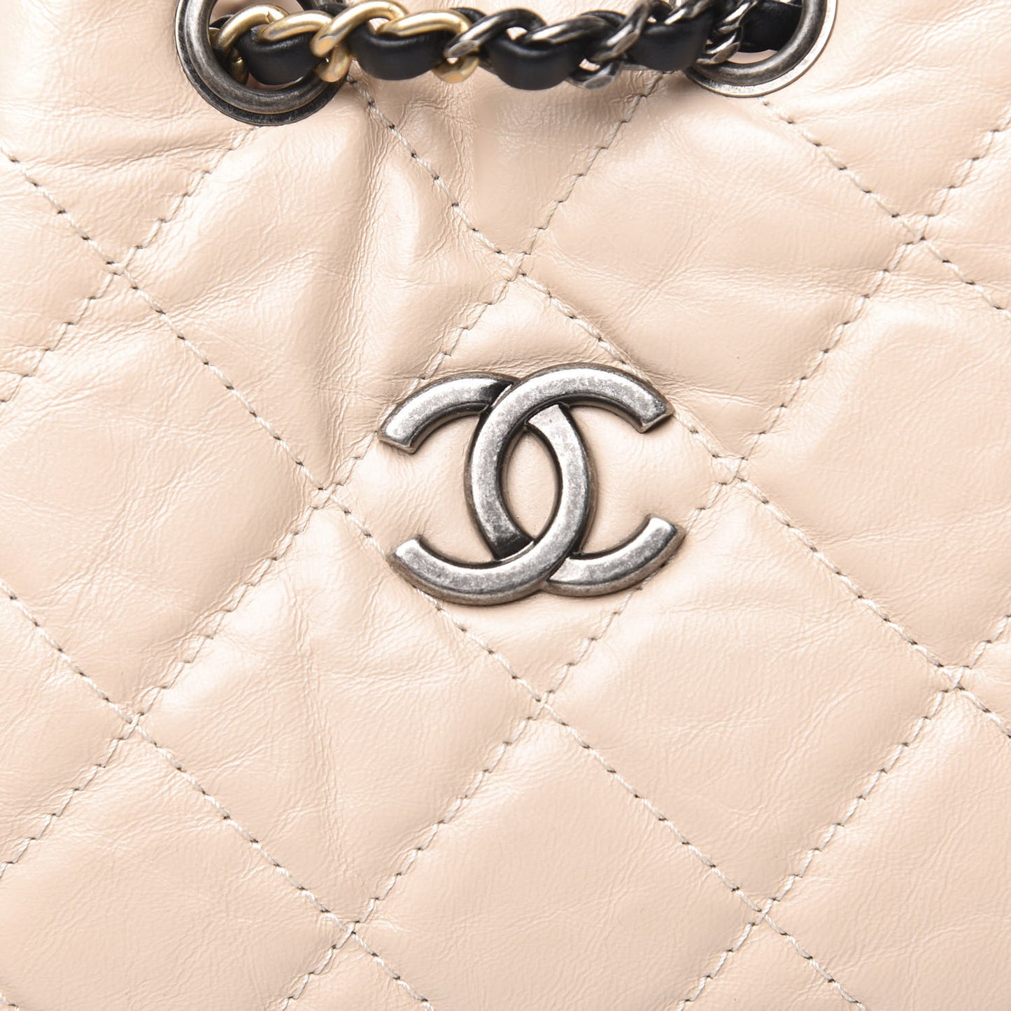 Aged Calfskin Quilted Small Gabrielle Backpack Beige Black