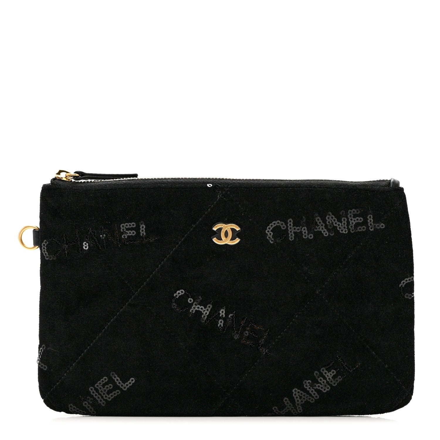 Chanel Velvet Sequin Quilted Chanel 22 Removable Pouch Black 1 of 5
