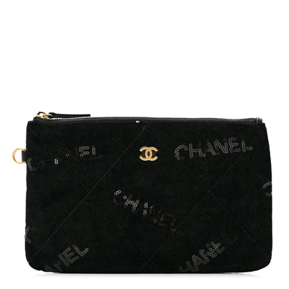 Chanel Velvet Sequin Quilted Chanel 22 Removable Pouch Black 1 of 5
