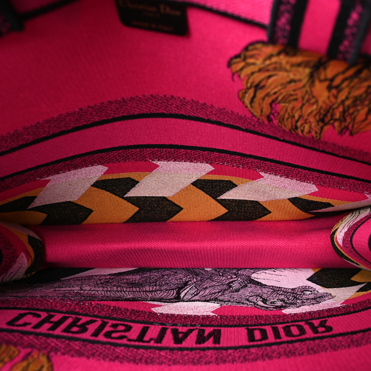 Canvas Embroidered Large Jungle Pop Book Tote Fuchsia Multicolor