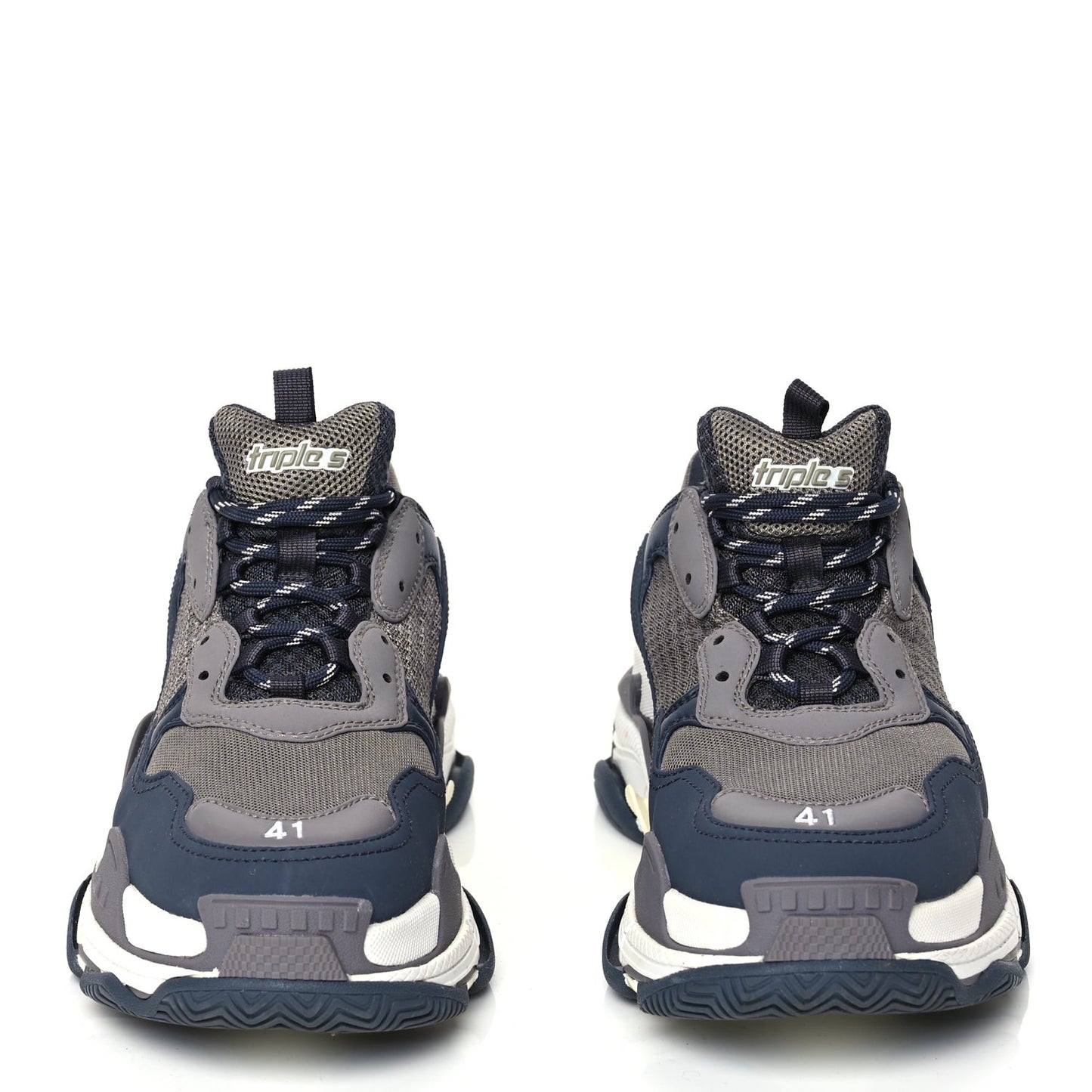 Fabric Mesh Mens Triple S Sneakers 41 Dark Grey Navy