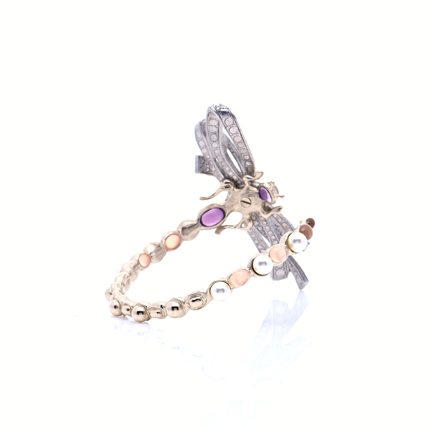 Chanel Crystal Pearl CC Dragonfly Bracelet Gold 3 of 7