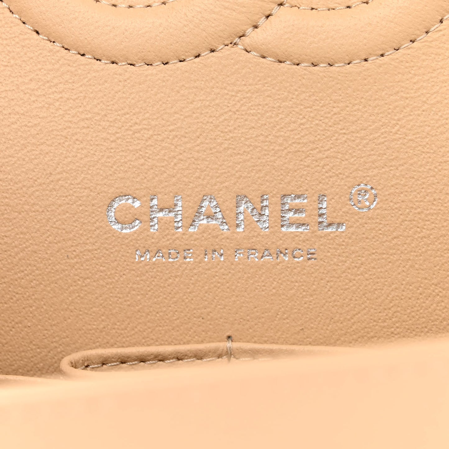 Caviar Quilted Medium Double Flap Beige