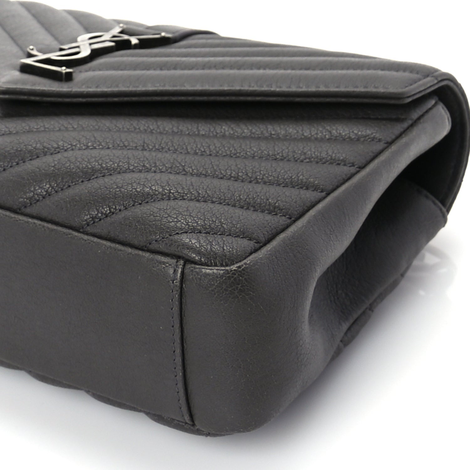 Saint Laurent Sheepskin Matelasse Chevron Monogram Medium College Satchel Dark Anthracite 8 of 8